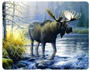 Moose Painting Mousepad Mouse in the river mousepad